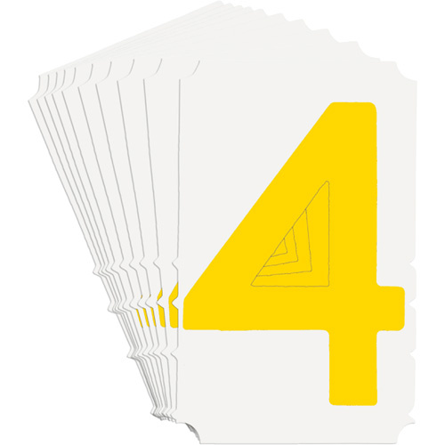 Brady  5110P-4  Quick-Align<sup>?</sup> Individual Gothic Number and Letter Labels, 4, 3" H, Yellow - Pack of 10
