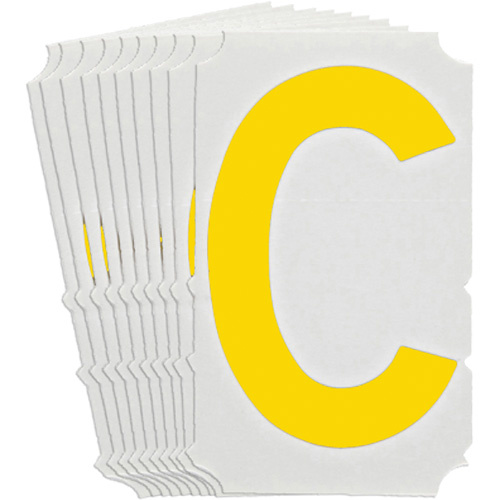 Brady  5110P-C  Quick-Align<sup>?</sup> Individual Gothic Number and Letter Labels, C, 3" H, Yellow - Pack of 10