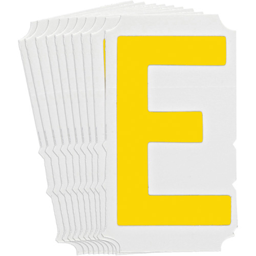 Brady  5110P-E  Quick-Align<sup>?</sup> Individual Gothic Number and Letter Labels, E, 3" H, Yellow - Pack of 10