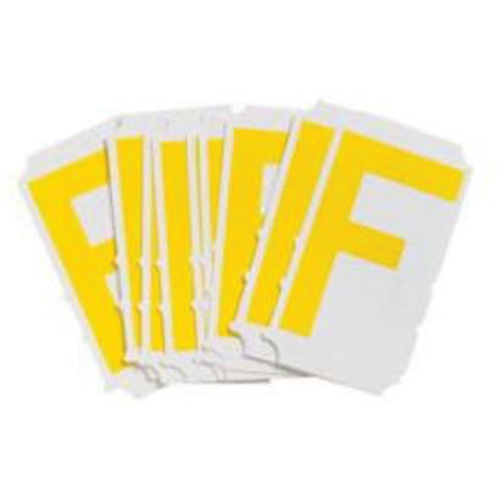 Brady  5110P-F  Quick-Align<sup>?</sup> Individual Gothic Number and Letter Labels, F, 3" H, Yellow - Pack of 10
