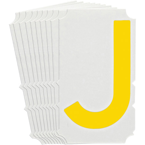 Brady  5110P-J  Quick-Align<sup>?</sup>Individual Gothic Number and Letter Labels, J, 3" H, Yellow - Pack of 10
