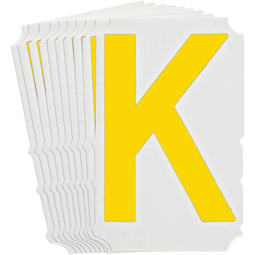 Brady  5110P-K  Quick-Align<sup>?</sup>Individual Gothic Number and Letter Labels, K, 3" H, Yellow - Pack of 10