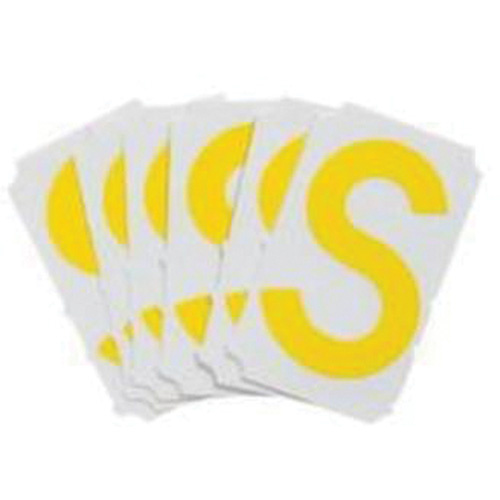 Brady  5110P-S  Quick-Align<sup>?</sup> Individual Gothic Number & Letter Labels, S, 3" H, Yellow - Pack of 10