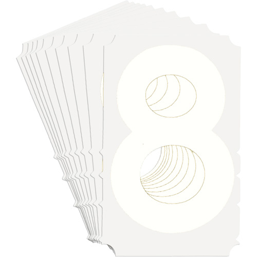 Brady  5130P-8  Quick-Align<sup>?</sup> Individual Gothic Number and Letter Labels, 8, 3" H, White - Pack of 10