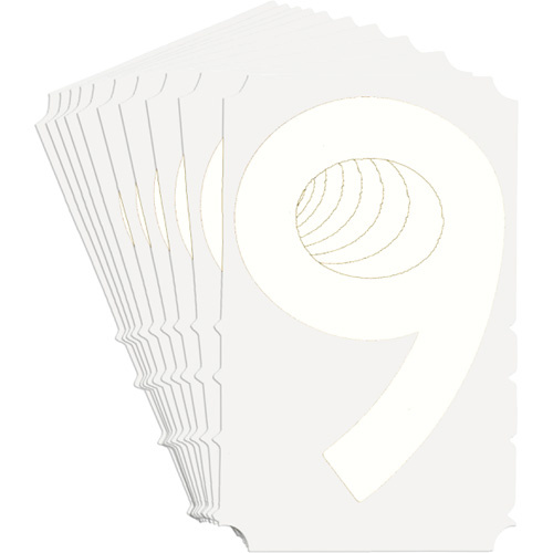 Brady  5130P-9  Quick-Align<sup>?</sup> Individual Gothic Number and Letter Labels, 9, 3" H, White - Pack of 10