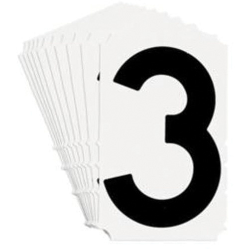 Brady  5140P-3  Quick-Align<sup>?</sup> Individual Gothic Number and Letter Labels, 3, 4" H, Black - Pack of 10