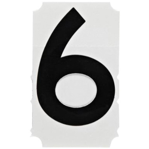 Brady  5140P-6  Quick-Align<sup>?</sup> Individual Gothic Number and Letter Labels, 6, 4" H, Black - Pack of 10