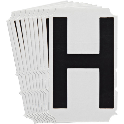 Brady  5140P-H  Quick-Align<sup>?</sup>Individual Gothic Number and Letter Labels, H, 4" H, Black - Pack of 10