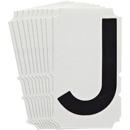 Brady  5140P-J  Quick-Align<sup>?</sup>Individual Gothic Number and Letter Labels, J, 4" H, Black - Pack of 10