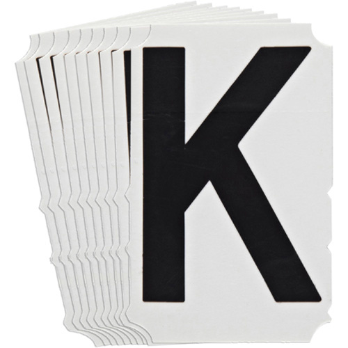 Brady  5140P-K  Quick-Align<sup>?</sup>Individual Gothic Number and Letter Labels, K, 4" H, Black - Pack of 10