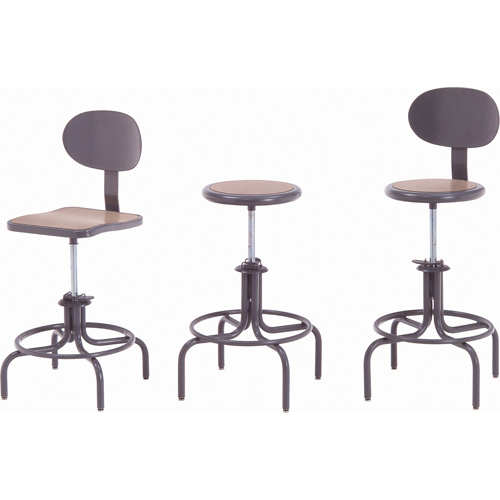 Mur-Van C621M 600 Series Stool, Stationary, Adjustable, 22" - 28", Steel/Masonite Seat, Grey - (Each)