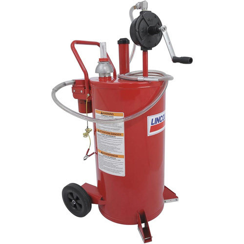 LINCOLN INDUSTRIAL 3677 25-Gallon Steel Fuel Caddy with 2-Way Rotary Pump & Filter - (Each)