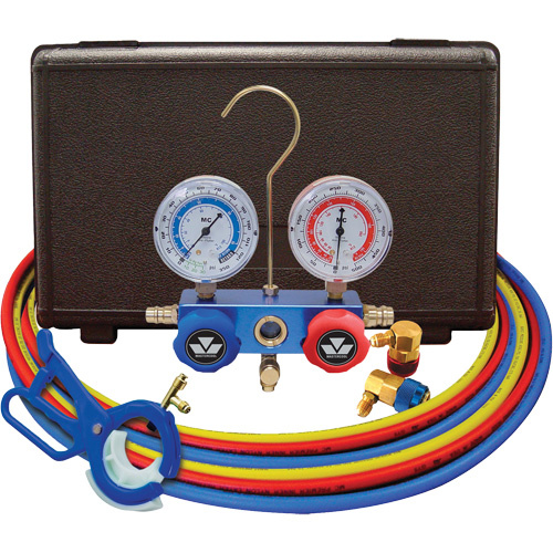 Mastercool 98660-PROM Dual Manifold Gauge Set with 3-in-1 Side Mount Can Tap Valve - (Each)