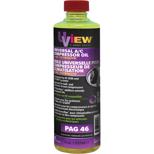 UVIEW 488046YFPD Universal PAG 46 Oil with A/C ExtenDye, 237 ml, Bottle - (Pack of 12)