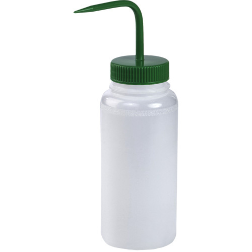 Bel-Art F11628-1000 Wide-Mouth Polyethylene Wash Bottle with Green Polypropylene Cap - (Pack of 4)