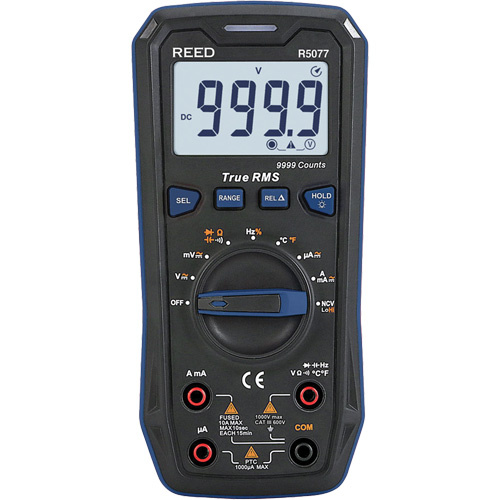 Reed Instruments R5077 True RMS 1000V Digital Multimeter, AC/DC Voltage, AC/DC Current - (Each)