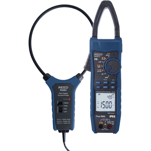 Reed Instruments R5075-KIT Solar Clamp Meter Kit with 18" Flexible Current Probe, AC/DC Voltage, AC/DC Current - (Each)