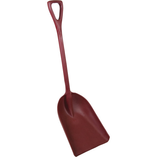 Vikan 6982MD4 One-Piece Metal Detectable Shovel, 13-3/4" x 17" Blade, 42-1/2" Length, Plastic, Red - (Each)