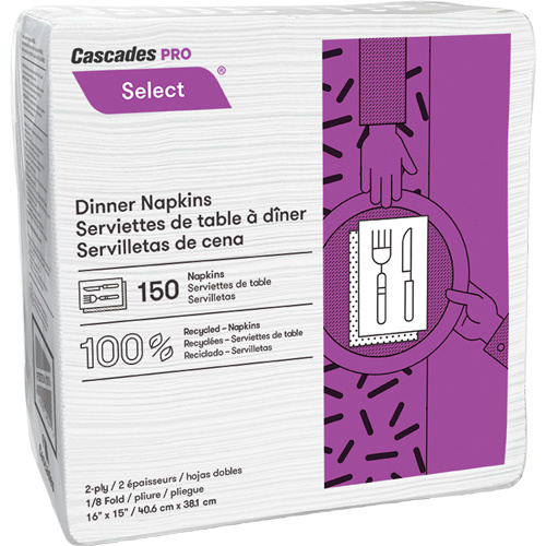 Cascades N062 Pro Select 1/8 Fold Dinner Napkin, 2 Ply, 15" x 16" - (Case of 20)