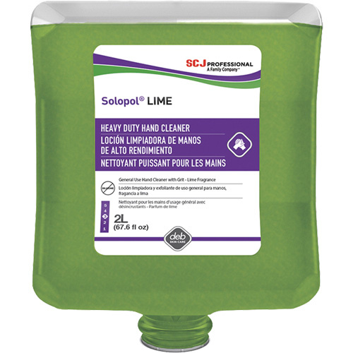 SC Johnson Professional LIM2LT Solopol Medium Heavy-Duty Hand Cleaner, Pumice, 2 L, Plastic Cartridge, Lime - (Case of 4)