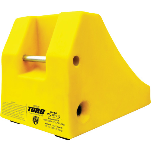 TORO WC-UY910 400 Ton Large Equipment Wheel Chock with Handle & Hole, Urethane, Yellow - (Each)