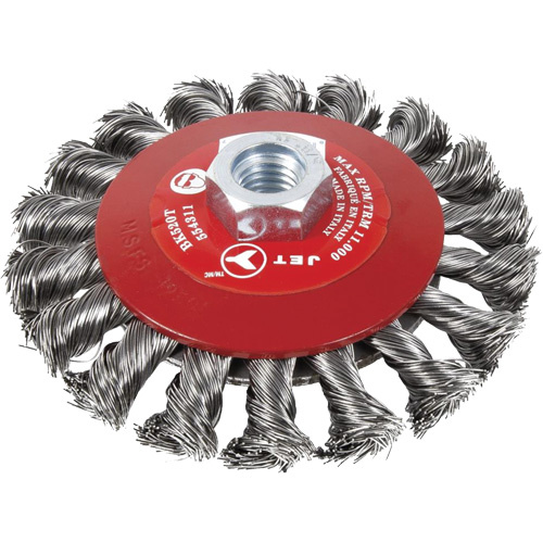 JET 554316 Knot Twisted Conical Bevel Brush, 6" Dia., 0.02" Fill, 5/8"-11 Arbor, Steel - (Each)