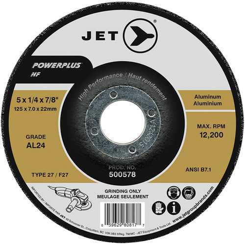 JET 500578 Powerplus NF Grinding Wheel, 5" x 0.25", 1/4" Arbor, Type T27 - (Each)