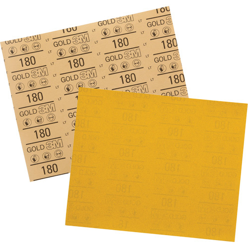 3M 7100375611 Gold Abrasive Sheet 12545, 9" x 11", 180 Grit, Aluminum Oxide - (Case of 250)