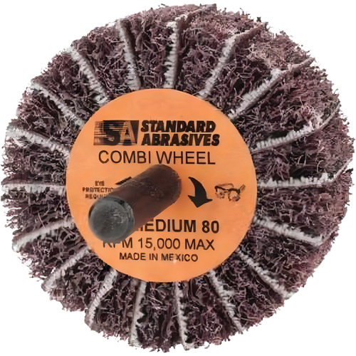 3M STA-898001 Standard Abrasives Buff and Blend Combi-Wheel 898001, 2" Dia. x 1" W, 1/4" Arbor, Aluminum Oxide - (Box of 10)
