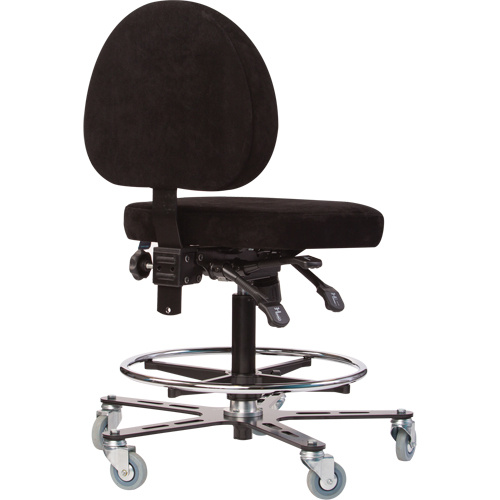 Synetik TF180102 TF180 Welding Grade Ergonomic Stools, Suede, Black, 300 lbs. Capacity - (Each)
