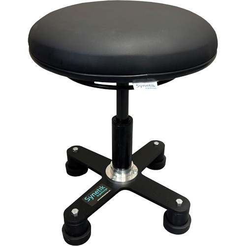 Synetik 508-00056 Omnistool Ergonomic Stool, Mobile, Adjustable, Vinyl Seat, Black - (Each)