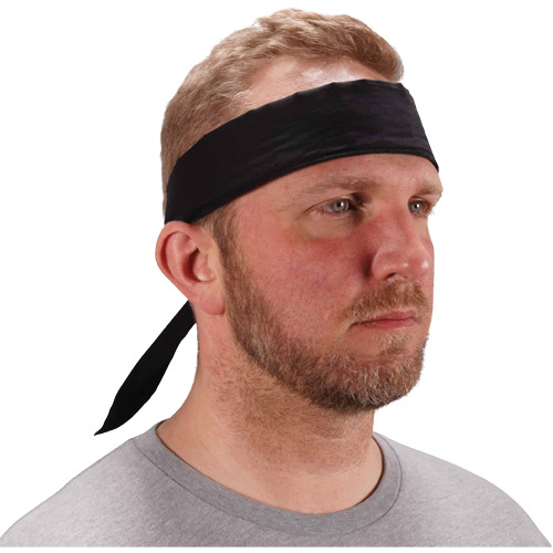 Ergodyne 12396 Chill-Its 6702 Cooling Headband with Embedded Polymers & Tie Closure, Black - (Pack of 24)