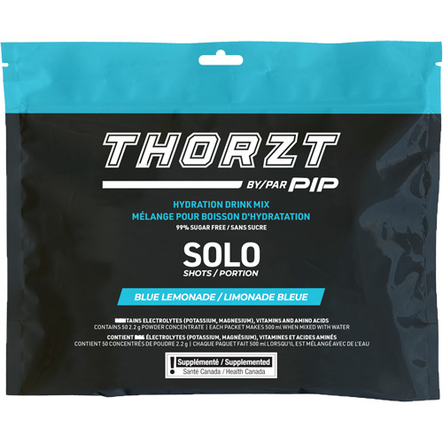 PIP Global Safety SSSFBLCA THORZT Sugar-Free Solo Shot Hydration Drink Mix, Single Serve, Blue Lemonade - (Pack of 50)