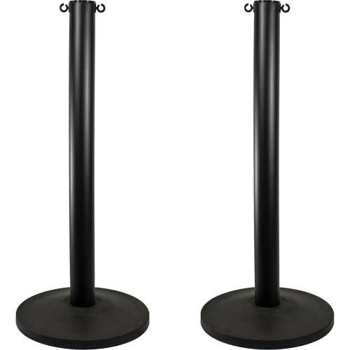Mr. Chain 98803-2 Industrial Stanchion, 37" High, Black - (Pack of 2)