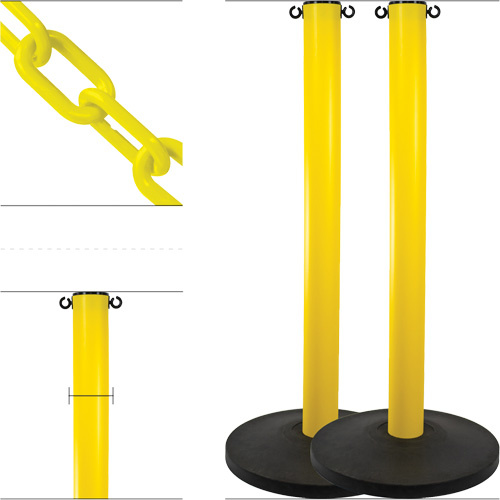 Mr. Chain 71602-2 Industrial Stanchion Kit with Plastic Chain, 37" High, Yellow - (Pack of 2)
