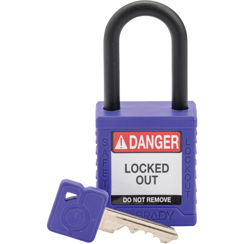 Brady SDPL-PRP-38PL-KD Velocity Safety Lockout Padlock, Safety Padlock, Keyed Different, Nylon, 1-1/2" Width - (Each)