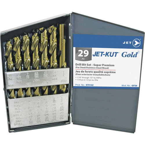 JET 570142 JET-KUT® GOLD Super Premium Drill Bit Set, 29 Pieces, Alloy Steel - (Each)