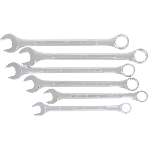 JET 700125 Fully Polished Long Pattern Combination Wrench Set, Combination, 6 Pieces, Imperial - (Each)