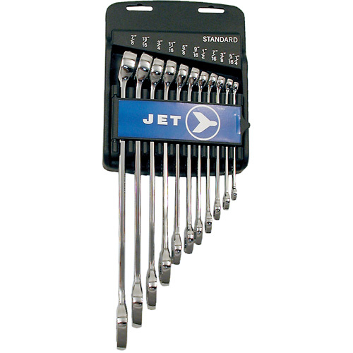 JET 700132 Fully Polished Long Pattern Combination Wrench Set, Combination, 11 Pieces, Imperial - (Each)