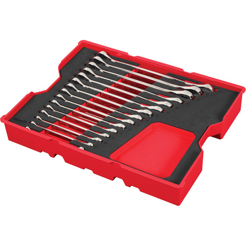 Milwaukee 48-22-0156 Wrench Set with Tray for PACKOUT Drawers, Ratcheting Combination, 15 Pieces, Metric - (Each)