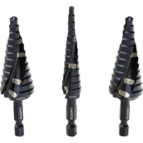 Klein Tools QRST2S Step Drill Bit Set, 3 Pieces, High Speed Steel - (Each)