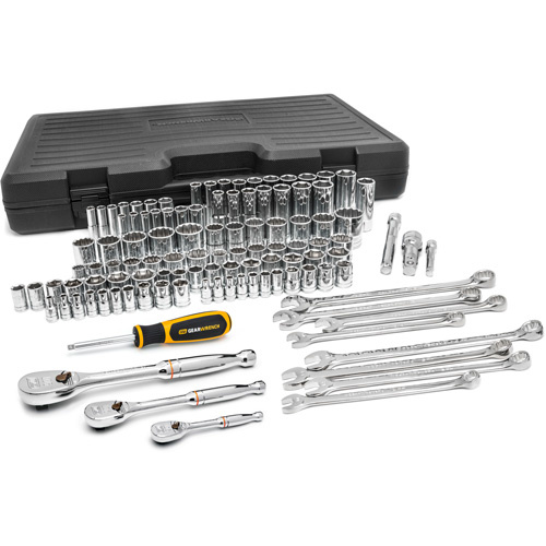 Gearwrench 89058 1/4", 3/8" & 1/2" Drive 6 & 12 Point Standard & Deep SAE/Metric Mechanics Tool Set - (Each)