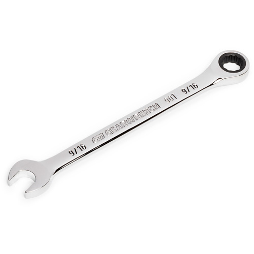 Gearwrench 86946 90-Tooth 12 Point Ratcheting Combination Wrench, 12 Point, 9/16", Chrome Finish - (Each)