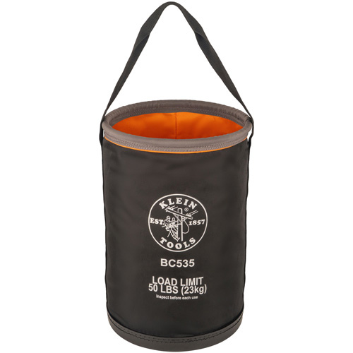 Klein Tools BC535. Straight Utility Bucket, 17" L x 12" W x 4" H, Nylon, Black/Grey/Orange - (Each)