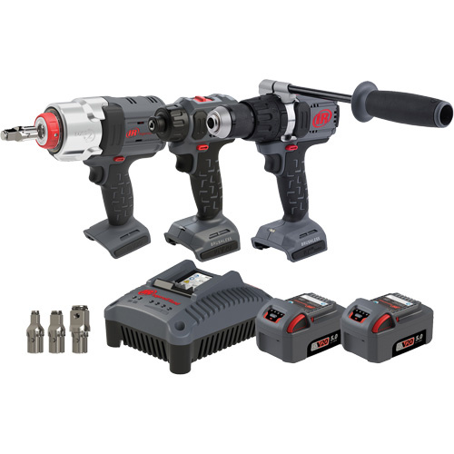 Ingersoll Rand IQV20-3D2WDXS Screwdriver, Hammer Drill & Impact Driver Combo Tool Kit, Lithium-Ion, 20 V - (Each)