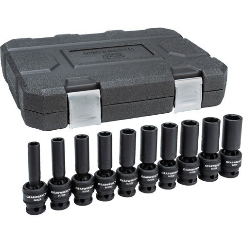 Gearwrench 84945N 6-Point Universal Metric Socket Set, 10 Pcs, Impact, 1/2" Drive Size, Deep - (Each)
