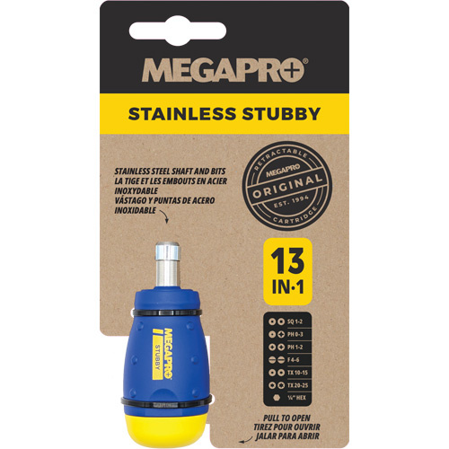 Megapro 131STUBBY-C 13-in-1 Stubby Screwdriver, 4-1/2" L, Plastic Handle - (Each)