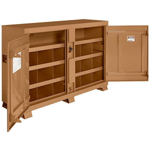 Knaack 129-KL Model 129 Bin Storage Cabinet with Padlock, Steel, 48 Cubic Feet, Tan - (Each)