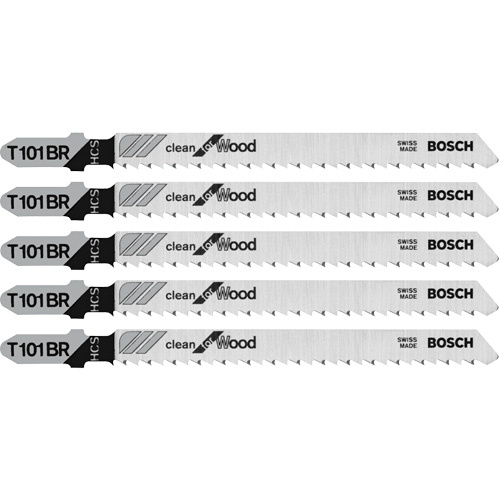 Robert Bosch T101BR Basic Wood Jigsaw Blade, T-Shank, 4" L, 10 TPI - (Pack of 5)