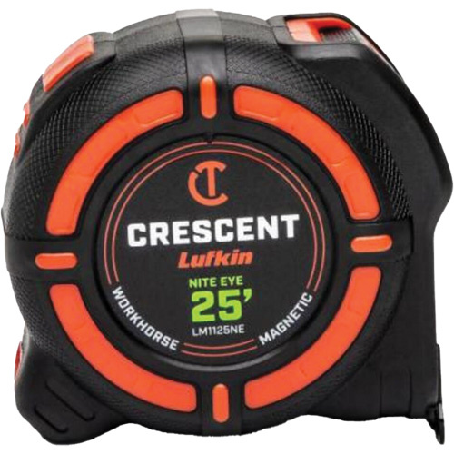 Lufkin By Crescent LM1125NE WORKHORSE NITE EYE Magnetic Tape Measure, 1-1/4" x 25' - (Each)